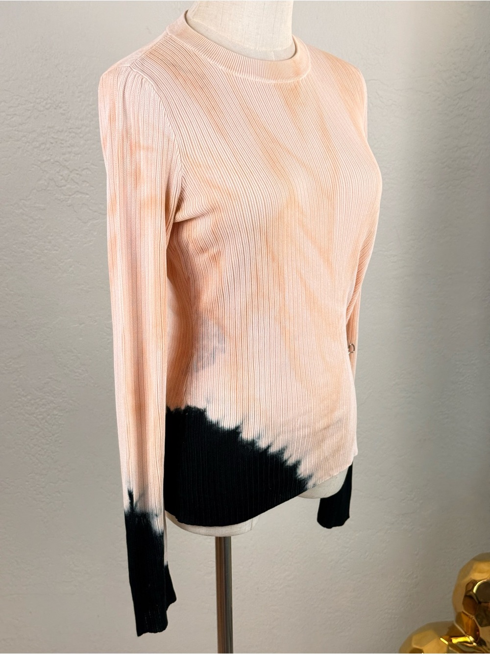 LUXE Proenza Schouler Resort Runway Tie Dye Ribbed Knit Top Peach Navy M - Picture 3 of 14